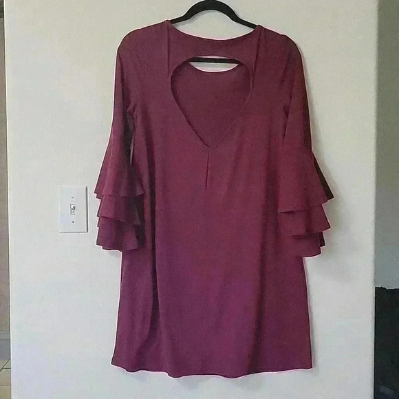 KHOLS knee length purple small dress open back - Picture 3 of 6